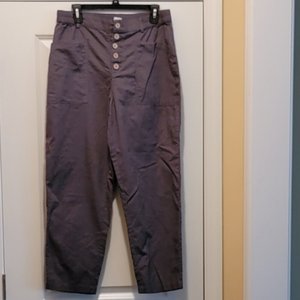 Gray Linen button Front pants Size Large